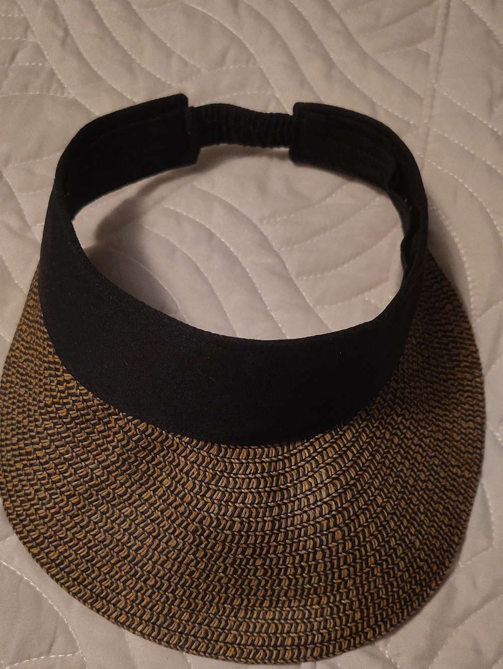 Tahari Black Headband Brown Straw Visor